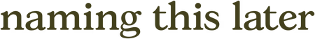 Naming This Later